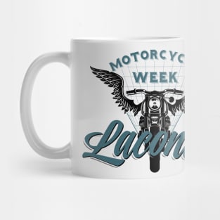 Laconia motorcycle week logo style - black and blue Mug